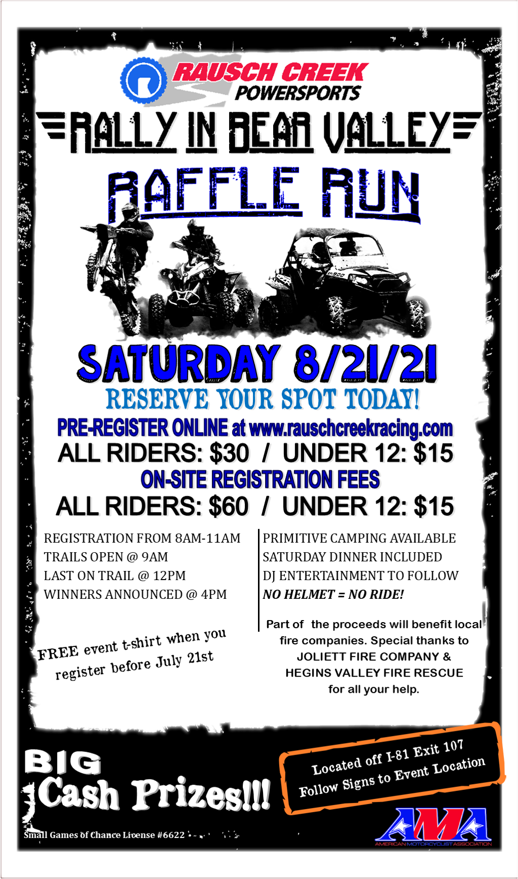 2021 Rally in Bear Valley Raffle Run Flyer